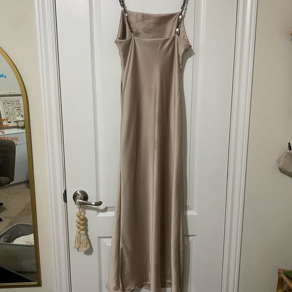 Zara Satin Maxi Dress in Beige - Picture 4 of 8